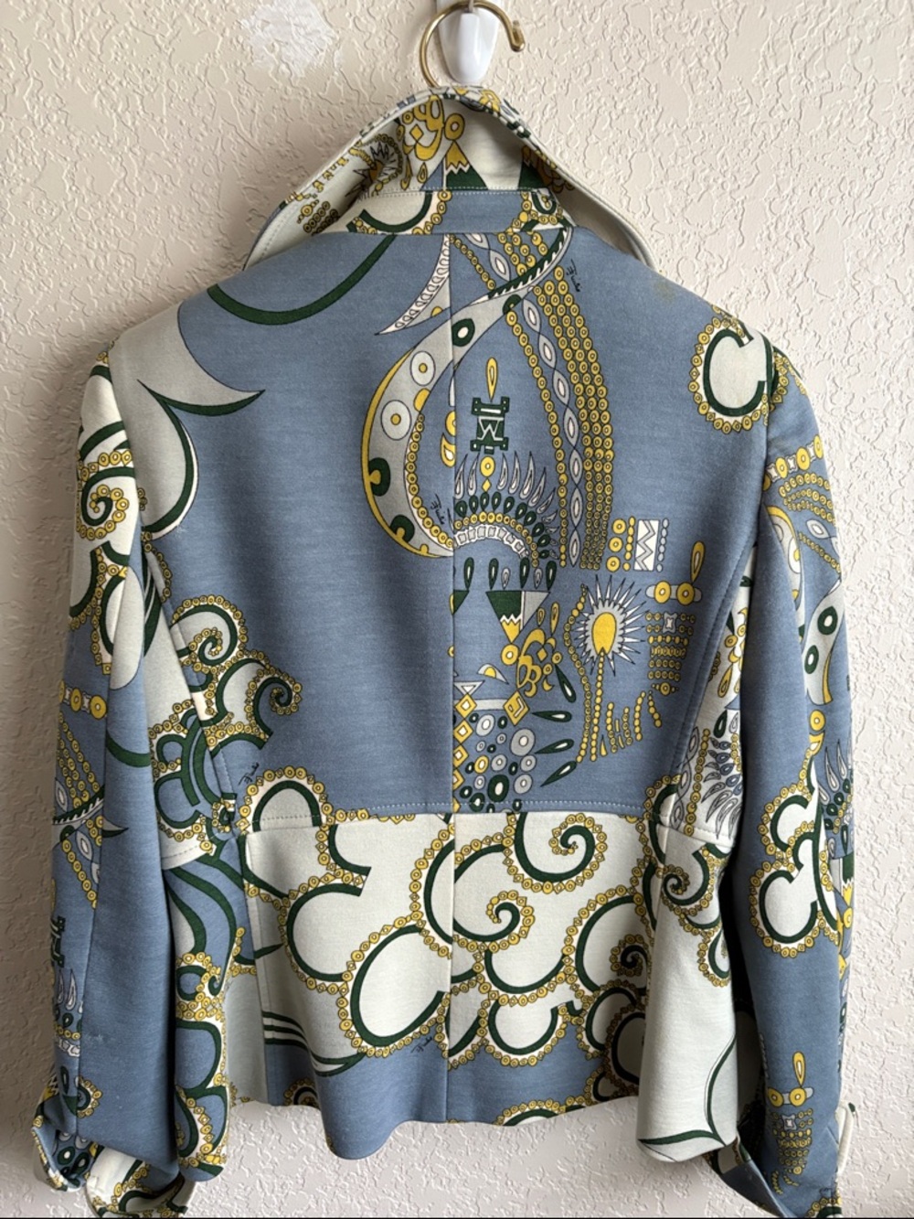 Emilio Pucci Blue & Cream Printed Silk-Blend Blazer - Picture 6 of 10